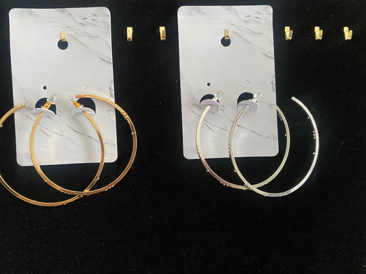 Gold and sliver plated hoop earrings with rhinestones