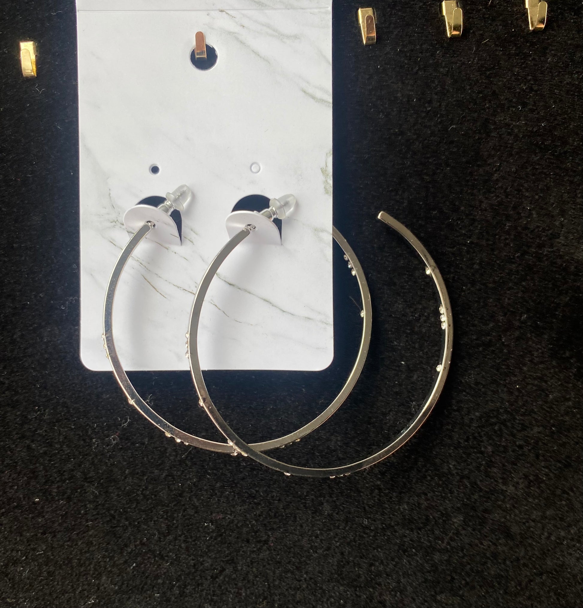 Sliver plated hoop earrings with rhinestone