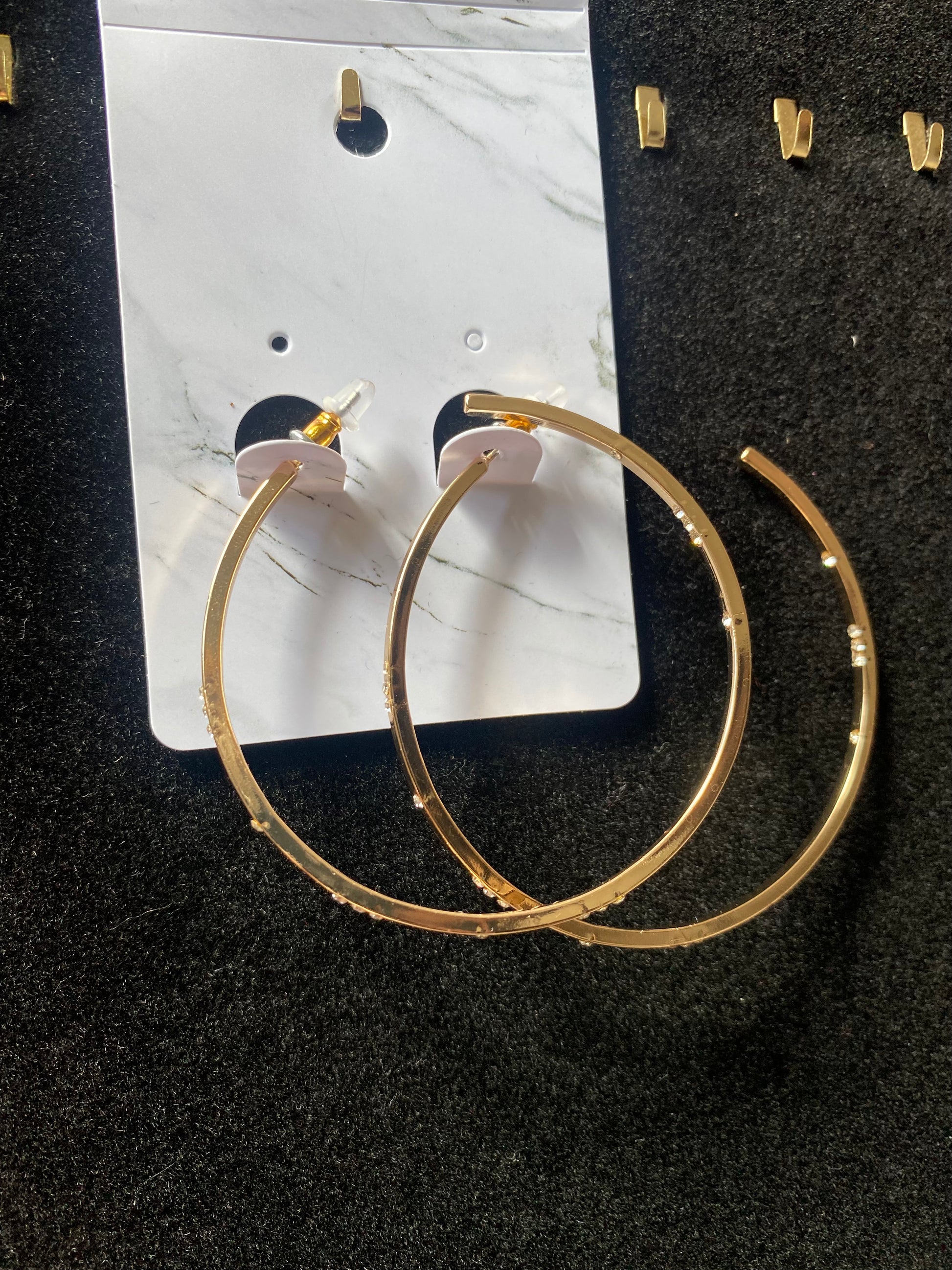 Gold Plated Hoops earrings with rhinestone