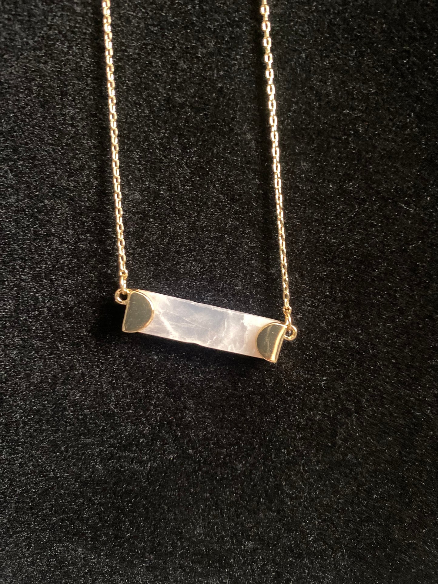 stone bar necklace with gold hardware