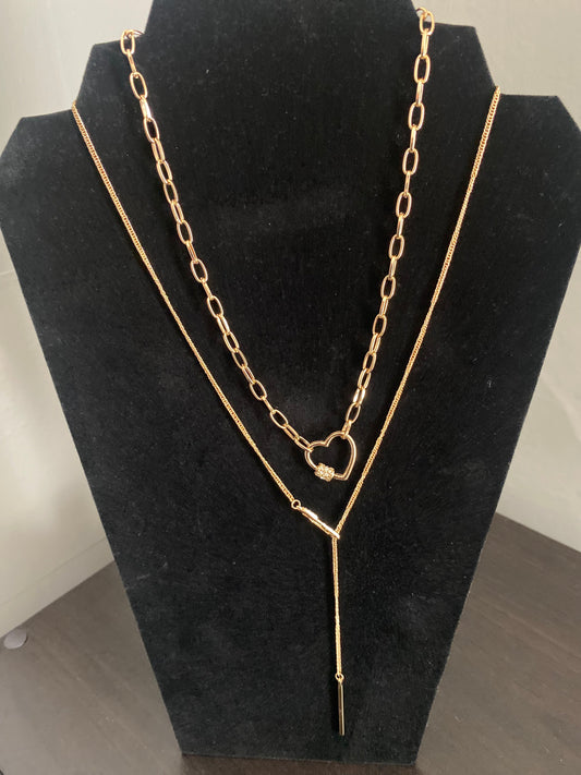 Heart two Layered Gold plated Necklace 
