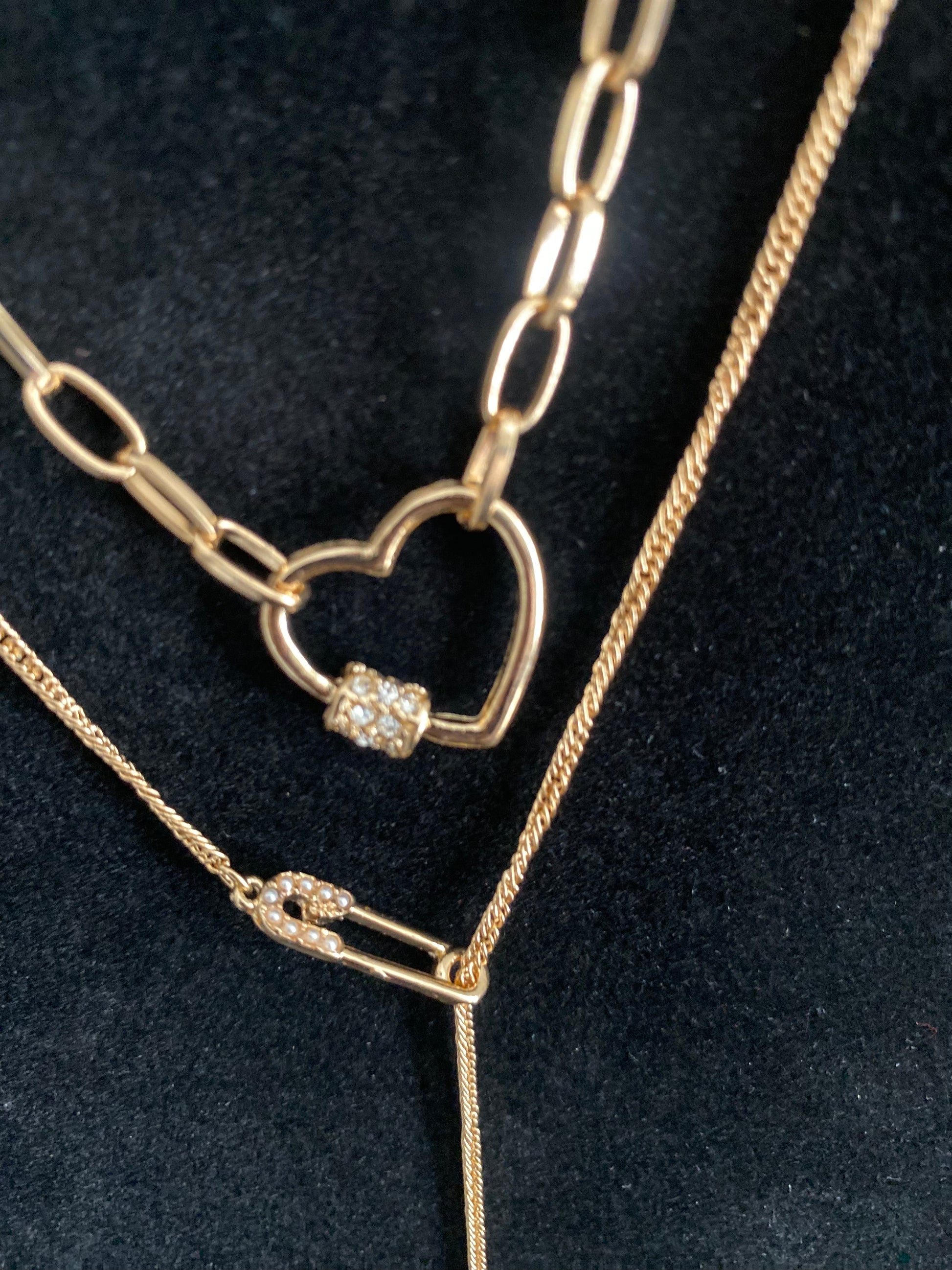 heart two layered gold plated necklace