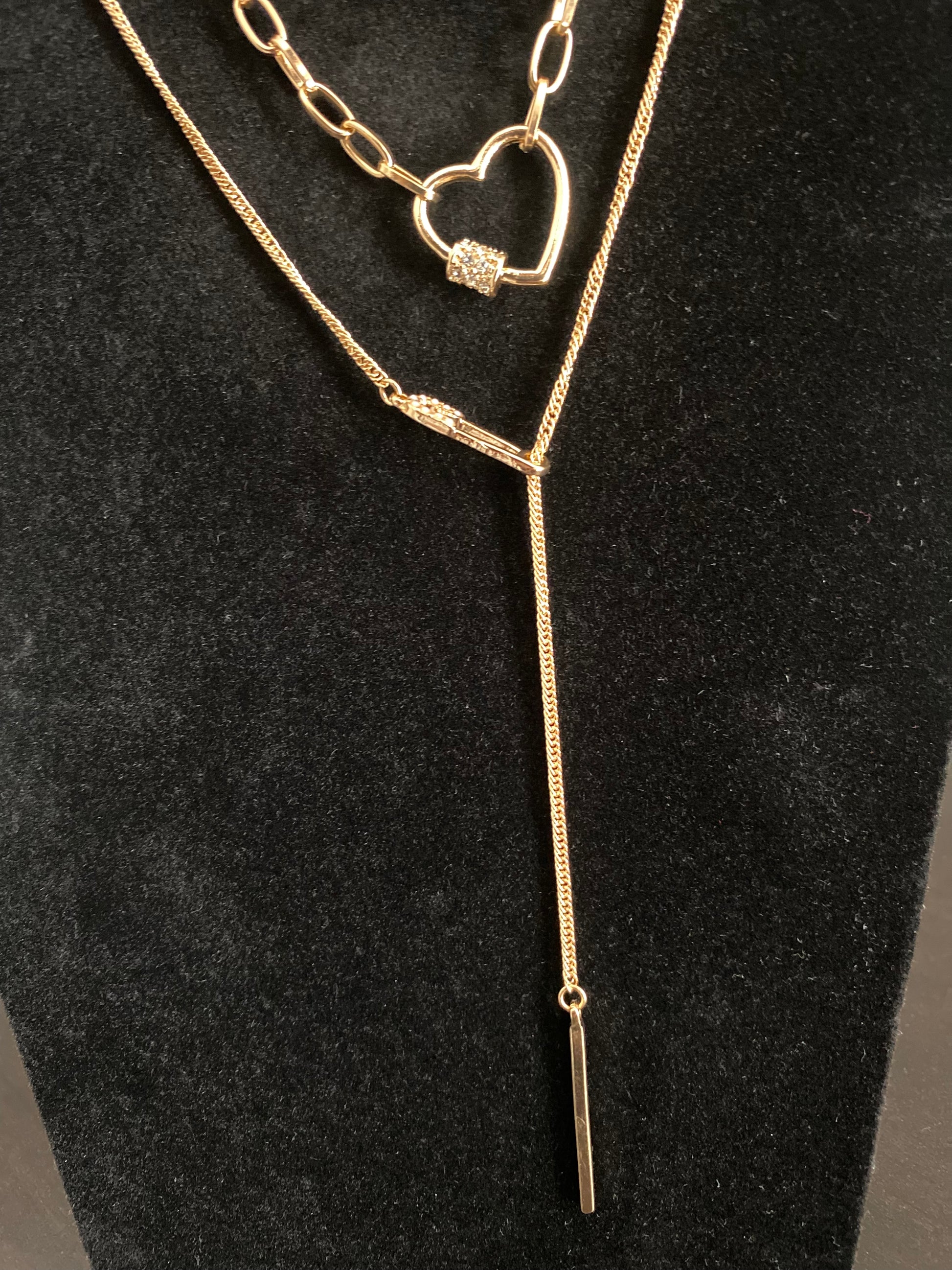 heart two layered gold plated necklace