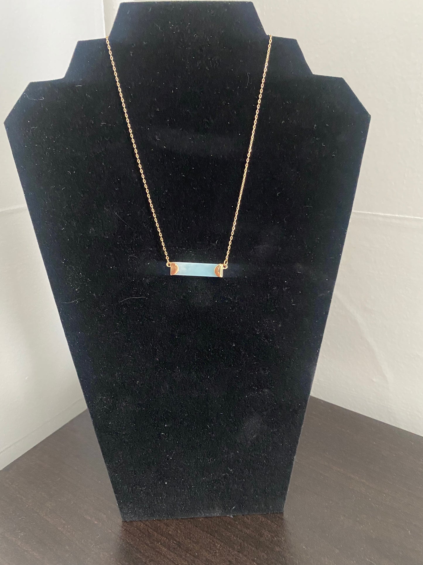 stone bar necklace with gold hardware