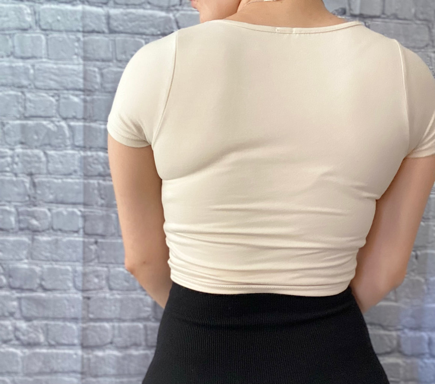 classic basic cream crop with double layered fabric