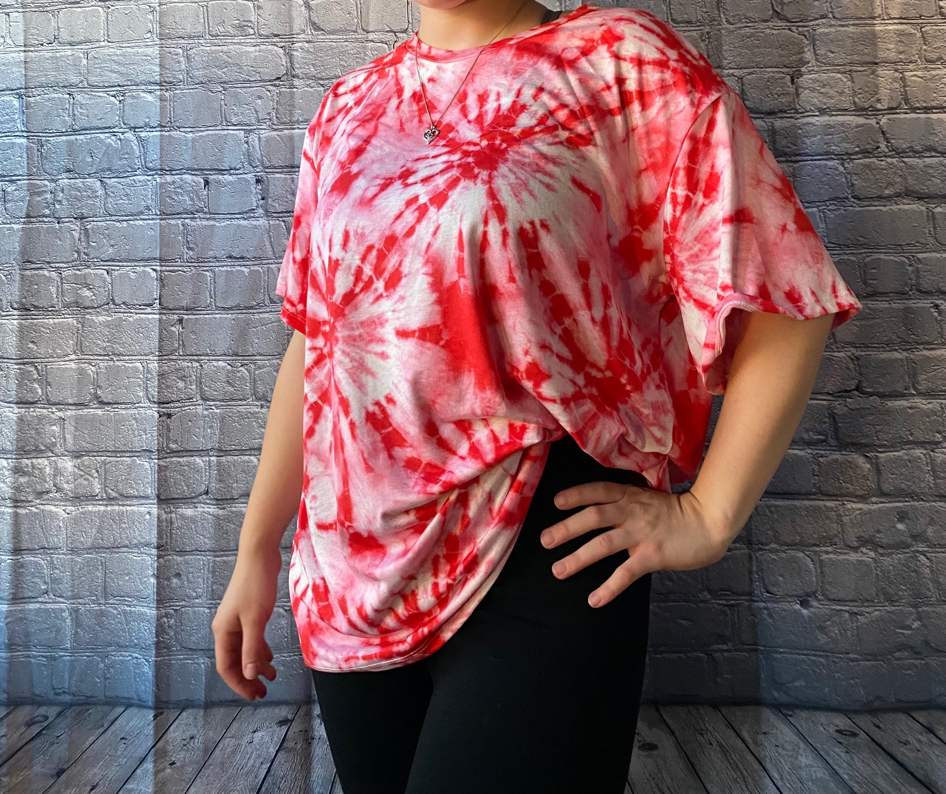 Tiedye Relaxed Tee Red & White Large